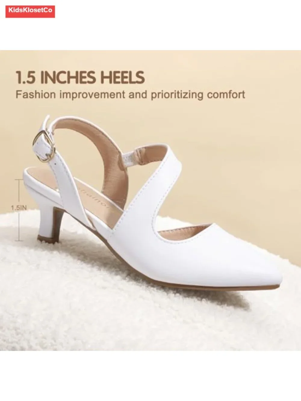 Girls Dress Sandals Kitten Heels Slingback Pointed Toe Flower Girl Party Shoes
